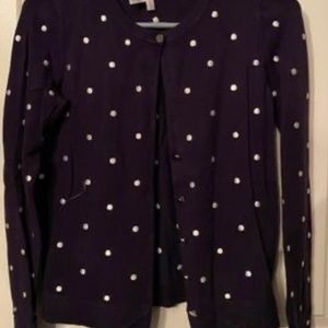 Blue and white polka dot cardigan